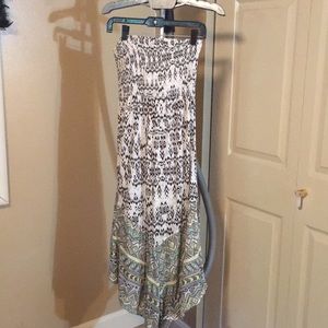 O’Neil strapless geometric print dress